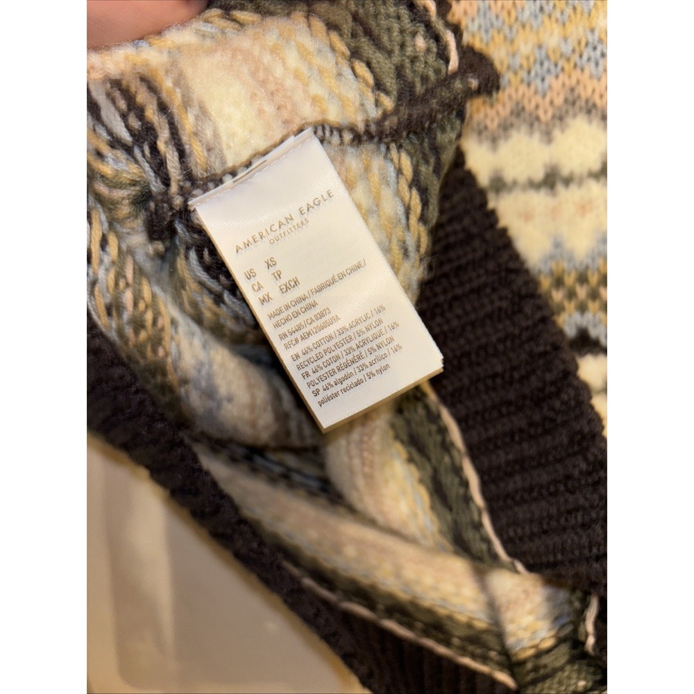 NWT American Eagle XS Festive Feels Sweater Cropped Fair Isle Cozy Mockneck - Picture 8 of 11